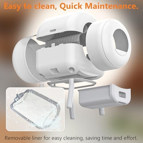 Self Cleaning Litter Box - 105L Automatic Litter Box for Multiple Cats, 1 Roll Trash Bags and Mat Included, App Control, Little-White