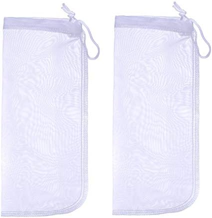 ALEGI Media Filter Bag Aquarium Extra Fine,Reusable 180 Micron Drawstring Mesh Filter Bags for Very Fine Resins Filter (10"*3.9" (6 Pack))