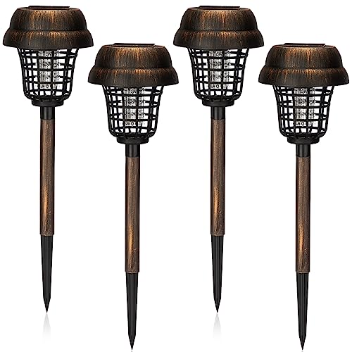 Qualirey 4 Pcs Solar Mosquito Zapper Outdoor Waterproof Solar Zapper Bug Outdoor Solar Powered Mosquito Killer Lamp Lighting Mosquito Repellent Lamp for Garden Yard Insect