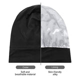 4 Pcs Satin Lined Sleep Bonnet Silk Sleep Cap Slouchy Beanie Hat Night Sleeping Head Wrap for Women Men Curly Hair(Black)