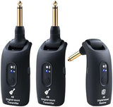 A9 Wireless Guitar System - 2.4GHz Guitar Accessories Transmitter Receiver, 24-bit 48KHz Audio, 100ft Range, No Latency, 4-Hour Rechargeable Battery, for Electric Guitar Bass (Black(2TX+1TX))