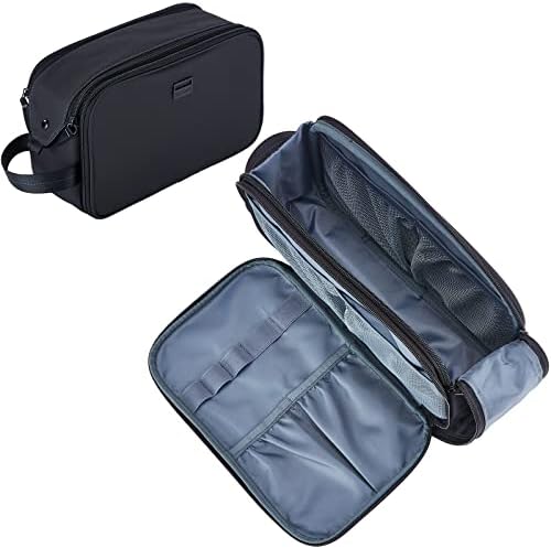 ZEEMO Travel Toiletry Bag for Men, Large Water-Resistant Full-Open Dopp Kit, Versatile Organizer for Shower and Hygiene Accessories, Bathroom Essentials, Cosmetics, Black