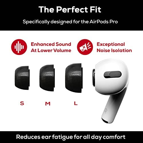 Memory Foam Earbud Tips - Premium Noise Isolation, Replacement Foam Ear Tips, 3 Pairs for Airpods Pro (SFAIR, S/M/L, Black, Tester Pack)