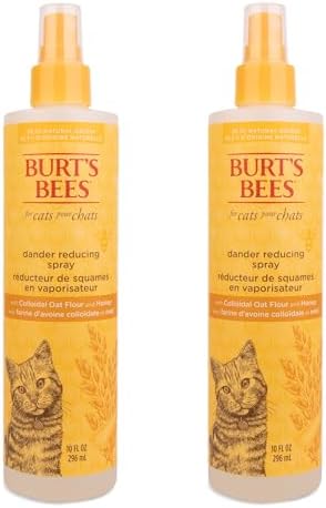 Burt's Bees for Pets Cat Dander Spray with Colloidal Oat Flour and Honey, 2pk, 99.3% Natural Origin Formulas, Cat Dander Remedy, Cat Spray for Allergy Relief, Cat Dander Spray, 2pk, 10oz