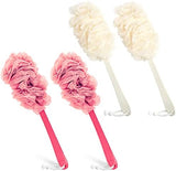 4Pack Back Scrubber for Shower, Evmliy Loofah Sponge Brush Exfoliating Body, Long Handle Scrub Brush for Shower with Loofah on a Stick for Back Use, Bathing Accessories Body Brushes (4Pack)