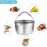 Steamer Basket for instant Pot Pressure Cooker, Accessories Set Compatible with 5/6/8 Qt InstaPot -18/8 Stainless Steel Strainer Insert with Silicone Handle,Divider,Egg Steamer Rack, 6 Quart