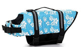 Izefia Dog Life Jacket Swimming Safety Coat Floatation Life Vest Life Saver with Handle for Small Dog Puppy Large Dog (Blue Flower, M)