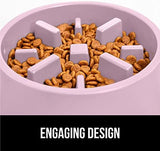 GORILLA GRIP Patent Pending Slow Feeder Dog Bowls, 4 Cup Interactive Puzzle Toy for Dogs and Cats Food Training, Keeps Pets Busy and Prevents Puppy Overeating, All Breeds, 100% BPA Free, Pink