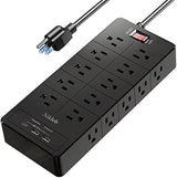 Power Strip 23 in 1, 20 Outlets Surge Protector Wall Mount with 2 USB+1 USB C Ports, Multi Plug Extension Cord 6ft Heavy Duty, Accessories for Gaming, Studio, Home, Office, Desk Organizers