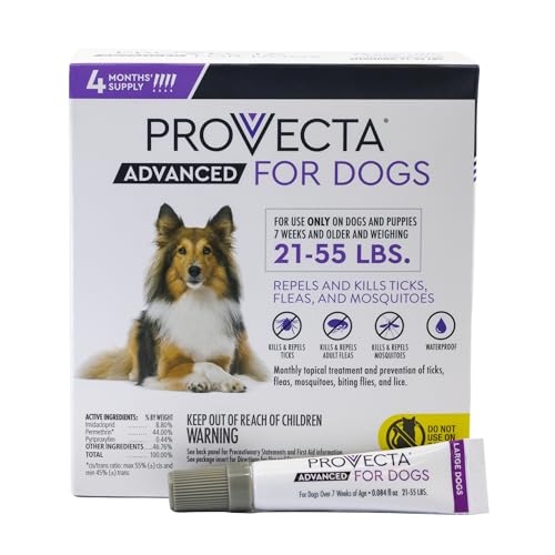 Provecta® Advanced for Large Dogs (21–55 lbs) Flea and Tick Topical Treatment, 4-Month Supply