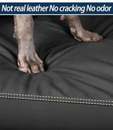 Waterproof Leather Dog Bed Crate Mat, Durable Pet Mattress for Medium Dogs, Wipeable Easy to Clean Black Vinyl Pad