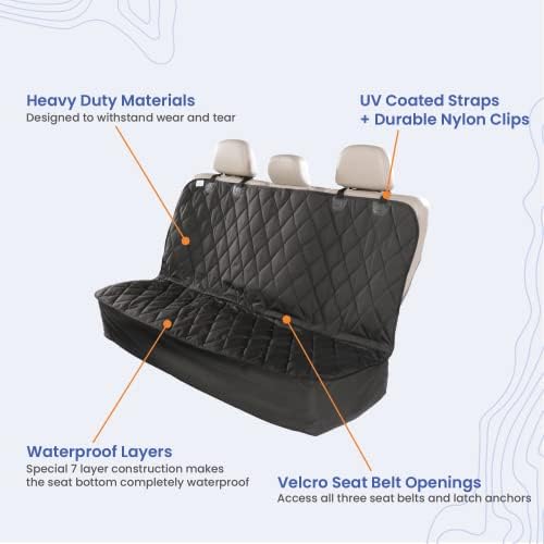 4Knines Dog Seat Cover Without Hammock for Cars, SUVs, and Small Trucks (Grey)