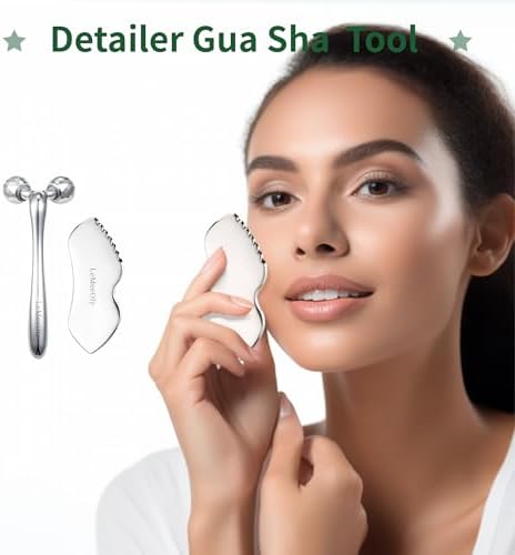 Stainless Steel Gua Sha Facial Tools Metal GuaSha Tool for Face Neck, Detailer Gua Sha Lymphatic Drainage Face Massage Tool, Christmas Gift for Women (Stainless Steel gua sha 4)