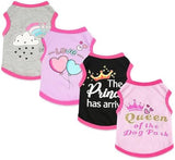 4 Pieces Dog Clothes for Small Dogs Girl Boy Summer Puppy Clothes for Chihuahua Yorkie Soft Cute Pattern Dog Shirt Spring Pet Cat Clothing Pink Rose Red Green XXS~M (Pink,Rose,Black,Grey, Medium)