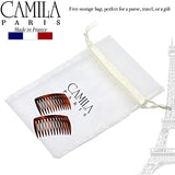 Camila Paris AD825/2 French Hair Side Comb, Small, Curved Tortoise Shell French Twist Hair Combs Decorative, Strong Hold Hair Clips for Women Bun Chignon Up-Do Girls Hair Accessories, Made in France