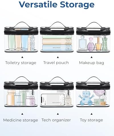 BAGSMART TSA Approved Toiletry Bag, 3 Pack Clear Makeup Cosmetic Bag Organizer, Quart Size Travel Bag for Toiletries, Carry-on Travel Accessories Essentials, Pink-3pcs