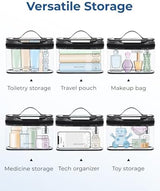 BAGSMART TSA Approved Toiletry Bag, 3 Pack Clear Makeup Cosmetic Bag Organizer, Quart Size Travel Bag for Toiletries, Carry-on Travel Accessories Essentials, Pink-3pcs