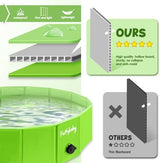 Furrybaby Dog Pool, Foldable Dog Pools for Large Dogs Portable Pet Pool Kiddie Pool Doggie Wading Pool Dog Swimming Pool(Green 63'') Indoor and Outdoor