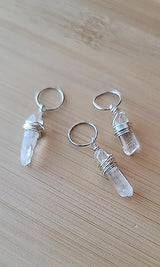 1 Quartz Crystal Loc Jewelry, Dreadlock Hair Beads, Stone Hair Rings, Natural Gemstones Adornment for Women Braids Hair Decoration Accessories (Silver Hair Ring)