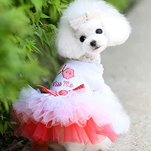 Small Dog Clothes for Girls Puppy Dresses Dachshund Tutu Dress Outfits Pink M