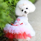 Small Dog Clothes for Girls Puppy Dresses Dachshund Tutu Dress Outfits Pink M