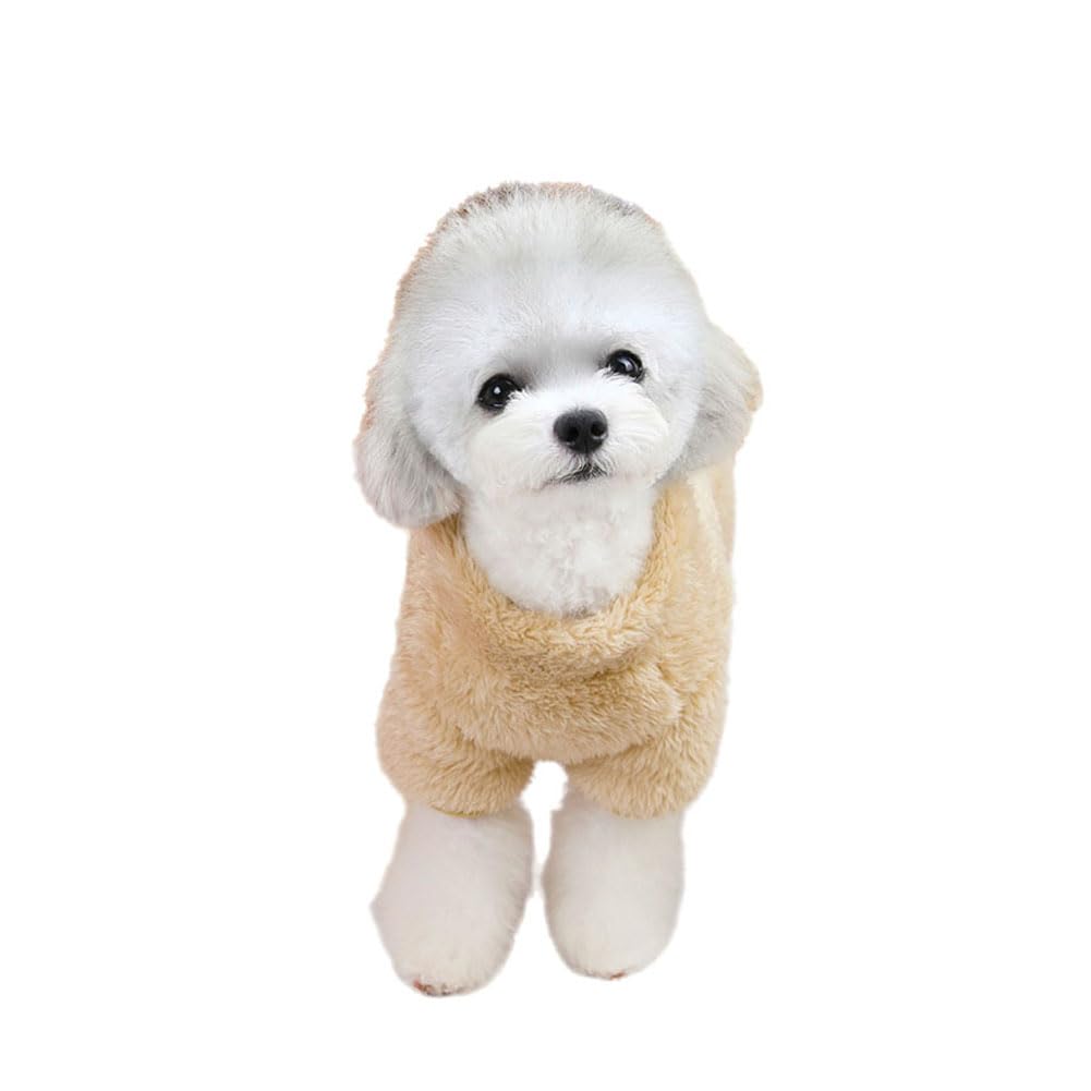 Tangpan Dog Fuzzy Velvet Pajamas, Plush Onesie Soft Dog Winter Clothes for Small Dogs, Pet Puppy Jumpsuit, Doggy Apparel Brown Medium