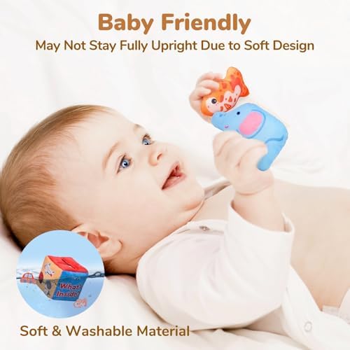 Baby Toys 6-12 Months - Mystery Soft Box with 10 Sensory Objects, Rattle, Crinkle Paper, Mirror - What's Inside Box Infant Gifts, Soft Busy Toys 1-2 - Baby Easter Basket Stuffers Gifts