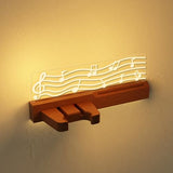 Light Up Guitar Stand Wall Mount, Solid Wood Guitar Hanger Shelf Accessories with Pick Holder, for Acoustic Electric Bass Ukulele Violin, Gift for Men Boyfriend Music Lovers Guitar Players Guitarist