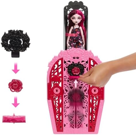 Monster High Skulltimate Secrets Doll & Accessories Set, Garden Mysteries Draculaura with Reveal Closet & 19+ Tea Party Surprises Like Clothes