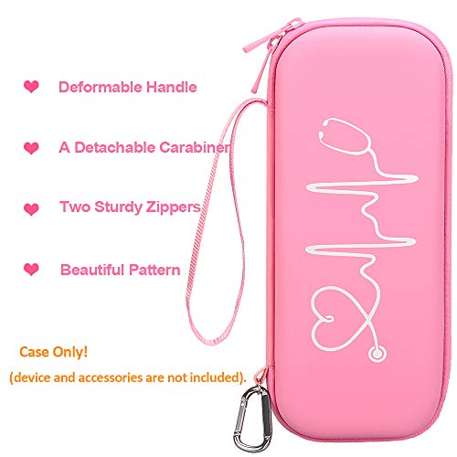 BOVKE Stethoscope Case fits 3M Littmann Classic III Monitoring Stethoscope, Lightweight II S.E, MDF Acoustica, Cardiology IV Diagnostic Stethoscope Holder with Pocket for Nurse Accessories, Pearl Pink