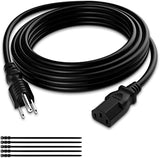 Elecan 3-Prong Replacement Power Cord 25 Ft, Heatproof Flexible Durable AC Device Power Cable for Appliance, Computer, TV, Monitor, Printer, ETL Listed 18AWG 125V 10A, with Ties