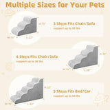 MIHIKK Dog Stairs Ramp, Curved 3-Step Dog Steps for Small Dogs and Cats, Pet Stairs for High Beds and Couch with Anti-Slip Washable Cover and Durable High Density Foam, Grey