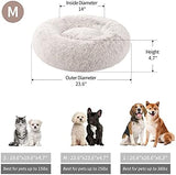 Love's cabin 24in Cat Beds for Indoor Cats - Cat Bed with Machine Washable, Waterproof, Non-Slip Bottom - Coffee Fluffy Dog and Cat Calming Cushion Bed for Joint-Relief and Sleep Improvement