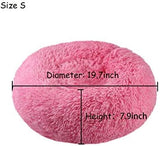 BODISEINT Modern Soft Plush Round Pet Bed for Cats or Small Dogs, Mini Medium Sized Dog Cat Bed Self Warming Autumn Winter Indoor Snooze Sleeping Cozy Kitty Teddy Kennel (20'' D x 8'' H, Hot Pink)