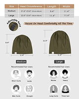 YANIBEST Silk Satin Bonnet Hair Cover Sleep Cap - Olive Green Adjustable Stay on Silk Lined Slouchy Beanie Hat for Night Sleeping