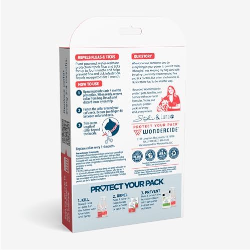 Wondercide - Flea and Tick Cat Collar - Flea, Tick, and Mosquito Repellent, Prevention for Cats - with Natural Essential Oils - Pet and Family Safe - Up to 4 Months Protection