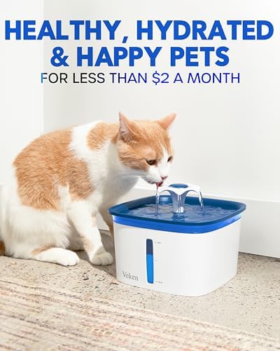 Veken Cat Water Fountain Filters, 16 Pack Replacement Filters & 16 Pack Replacement Pre-Filter Sponges Set for 67oz, 95oz, 135oz Automatic Pet Fountain Dog Water Dispenser