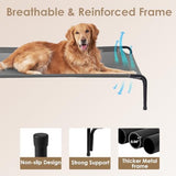 EHEYCIGA Tool-Free Assembly Elevated Large Dog Cot Bed, Raised Outdoor Dog Hammock, Lifted Pet Platform with Frame and Washable Waterproof Cooling Teslin Mesh and Anti-Slip Feet, 43x26 inch