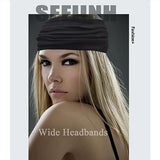 Wide Headbands For Women Stretch Headband Boho Head Bands Women's Hair Band Turban Workout Hairband Accessories Black Gray 6 Pack
