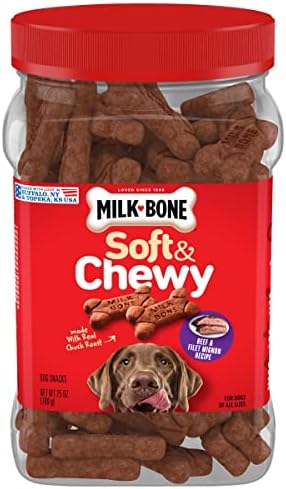 Milk-Bone Soft & Chewy Dog Treats Bundle: Beef & Filet Mignon Recipe, 25 Ounce + Chicken Breast Recipe, 25 Ounce