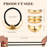papasgix Metal Hair Ties, Metal Geometric Elastic Hair Ties, Hair Cuff Wrap Hair Ties for Thick Hair Elastic Hair Ties for Women Hair Accessories (Gold+Silver-1)