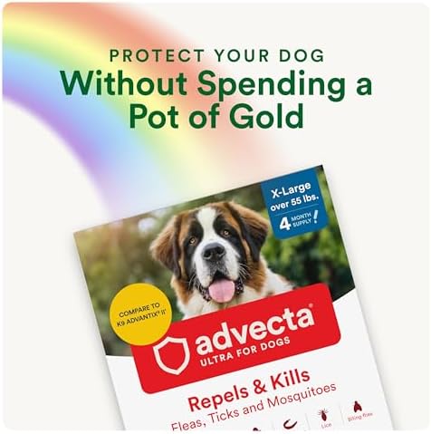 Ultra Flea and Tick Prevention for Dogs - Dog and Puppy Treatment and Control - Mosquito Repellent - XL, Fast Acting Waterproof Topical Drops, 6 Month Supply