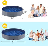 Niubya Portable Dog Pool, Foldable Pet Swimming Pool, Anti-Slip Collapsible Pet Bathtub, Hard Plastic Bath Pool for Pets Dogs and Cats, 80 x 16 Inches