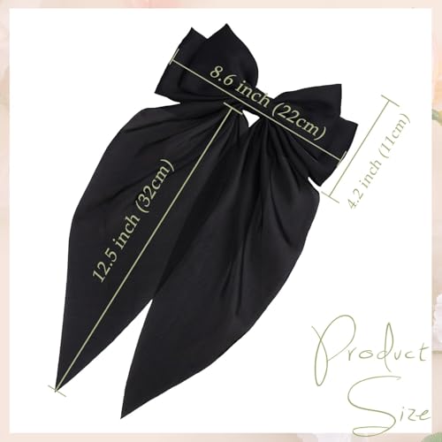 MRJ 6 Pcs Silky Satin Hair Bows Big Hair Ribbons for Women Large Hair Clips for Girls Hair Accessories Barrettes Metal Clips Bowknot Aesthetic