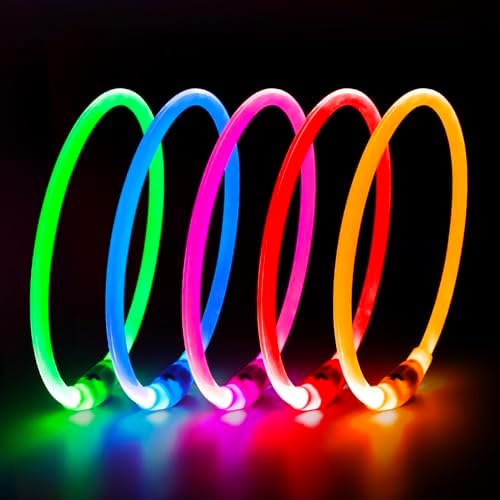 HIGO Light Up Dog Collars, USB Rechargeable LED Dog Collar, TPU Cuttable Dog Glow Collar, High Visibility Puppy Collar Safety Dog Lights for Night Walking(Green)