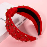 Valentine's Day Headband for Women, Red Pink Rhinestone Heart Headbands, Knotted Headband, Valentine's Day Hair Accessories, Gifts (Red Heart F)