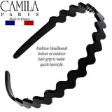 Camila Paris CP3295 French Headband for Women, Black, Strong Hold Grip Women's Hair Band, Ligth and Very Flexible, No Slip and Durable Styling Girls Hair Accessories, Made in France