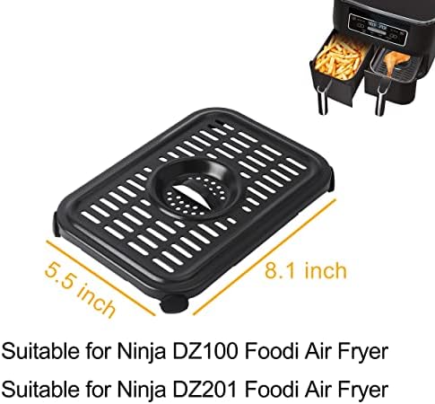 Air Fryer Crisper Plate for Ninja Foodi DZ201,2 Pcs Replacement Grill Pan for Ninja DZ100,Air Fryer Replacement Parts and Accessories