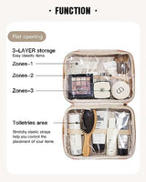 EACHY Travel Toiletry Bag with Hanging Hook, Portable Makeup Cosmetic Bags for Women, Water-Resistant Full-Size Travel Accessories (Pink)