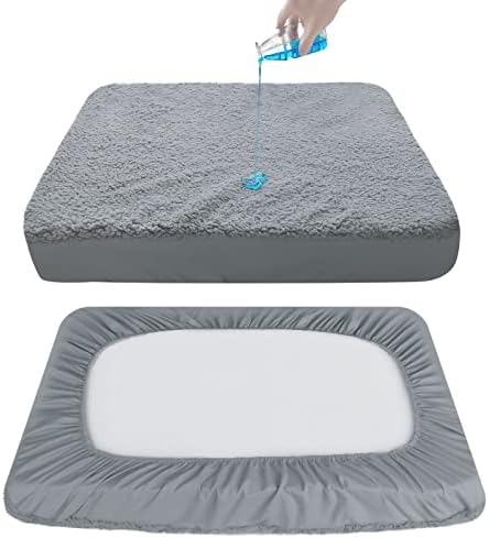 Dog Bed Covers Soft Plush Replacement Washable, Waterproof Dog Bed Liner Grey, Pet Bed Cover 36x27 Inches, for Dog/Cat, Cover Only
